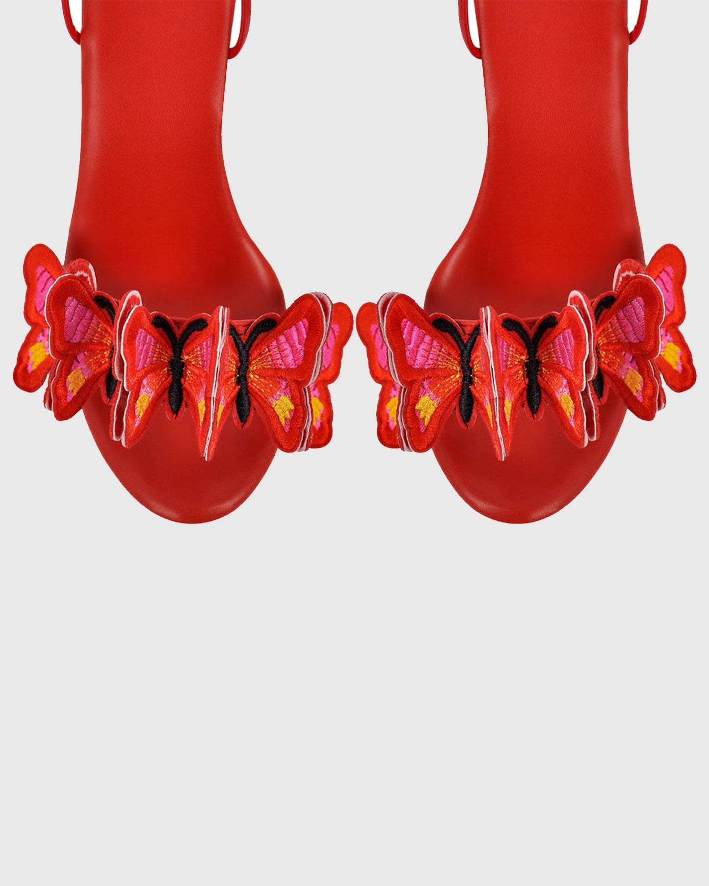 Lelia Bow Embroidery Lace Up Platform Sandals In Red