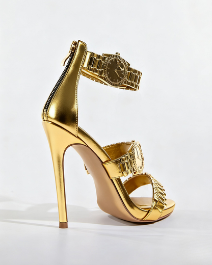 Leonora Watch Strap Sandals In Gold