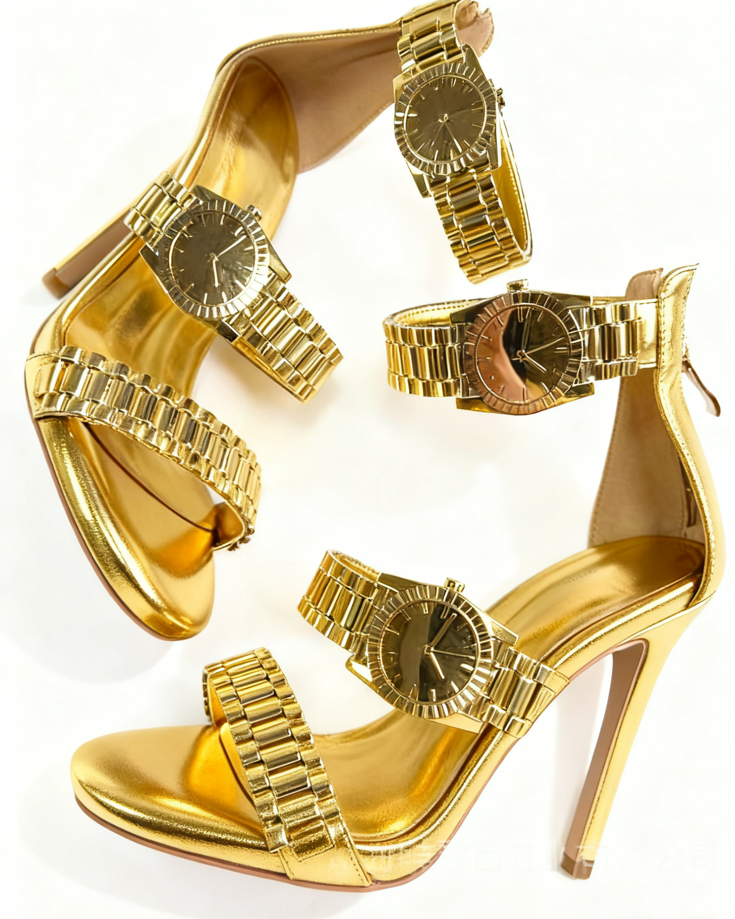 Leonora Watch Strap Sandals In Gold
