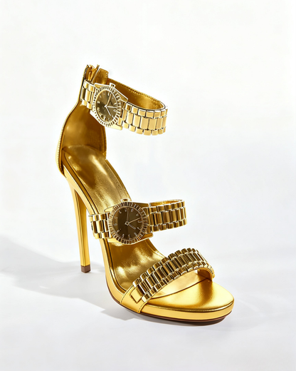 Leonora Watch Strap Sandals In Gold
