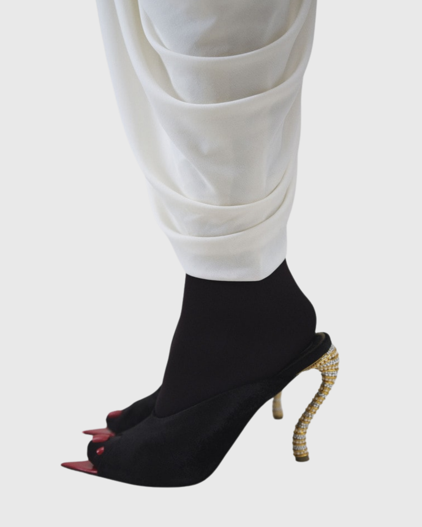 Lexi Irregular Velvet Rhinestone Slippers In Black