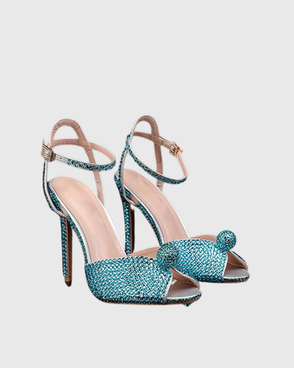 Liaviana Rhinestone Strap Sandals In Lake Blue