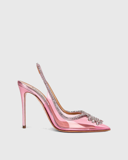 Lido Rhinestone Embellished PVC Slingback Pumps In Pink