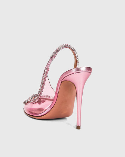 Lido Rhinestone Embellished PVC Slingback Pumps In Pink