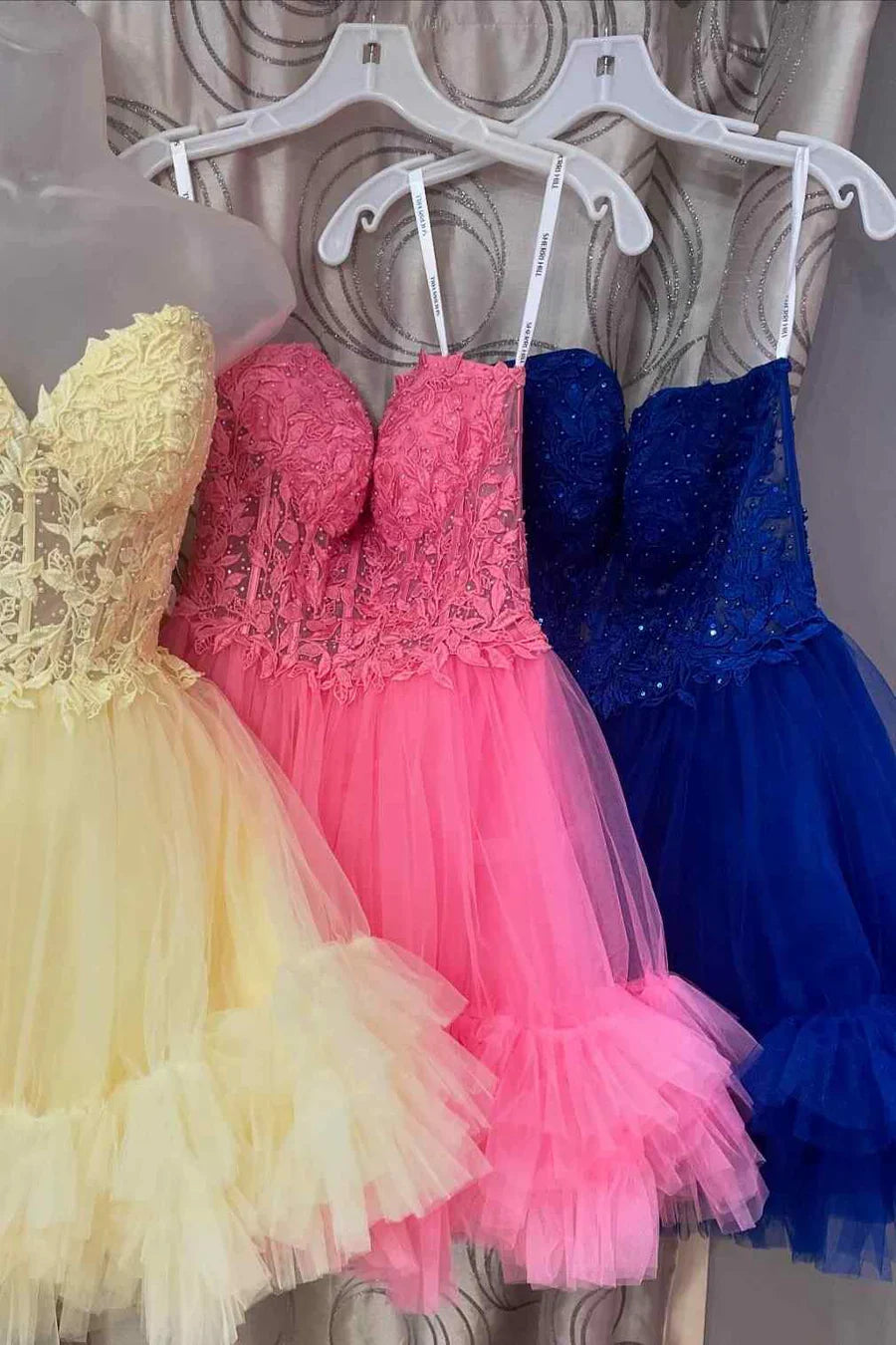 Light Blue Appliques Homecoming Dresses Tulle Sweetheart Birthday Dresses