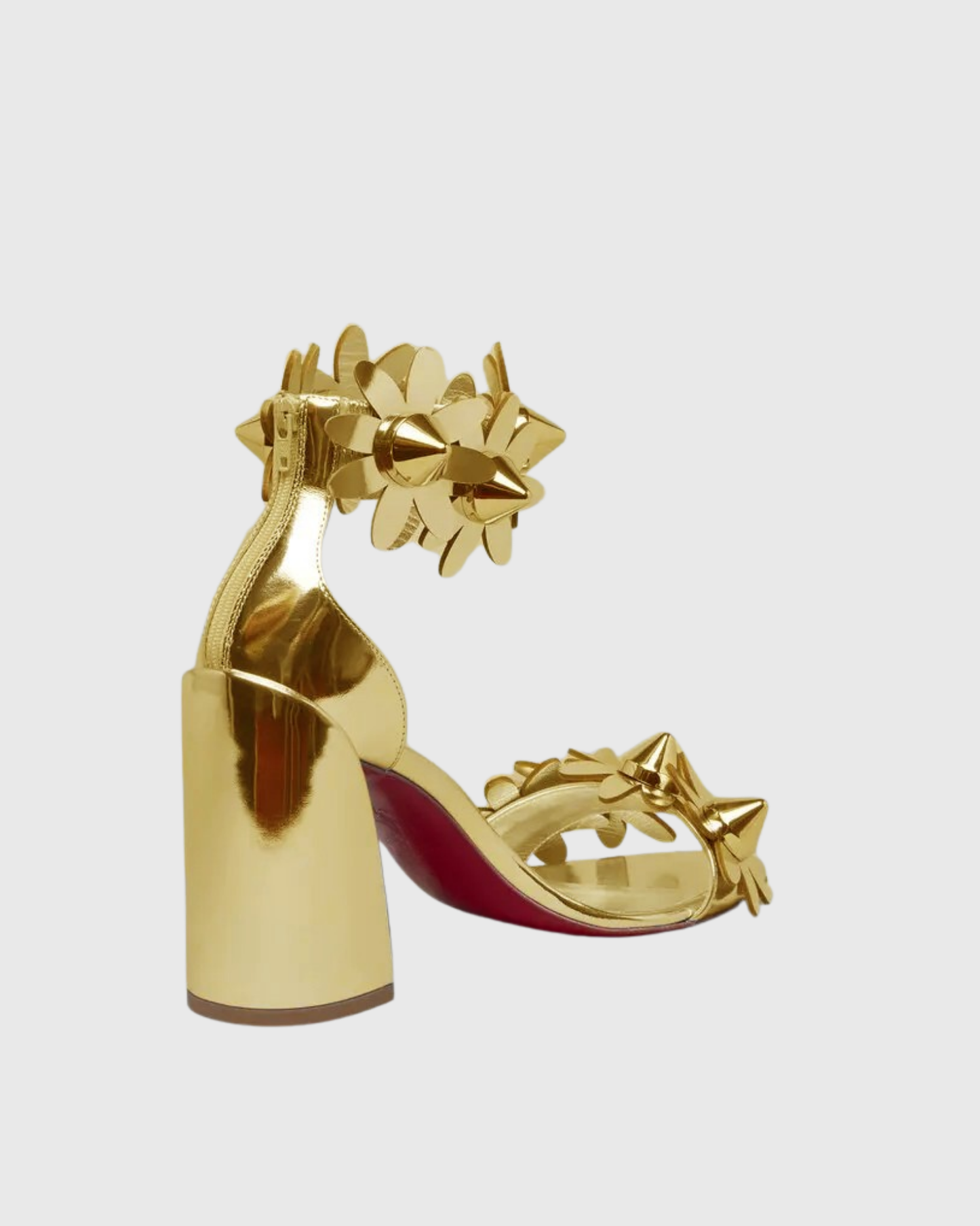 Lilian Metallic Flower Strap Sandals In Gold