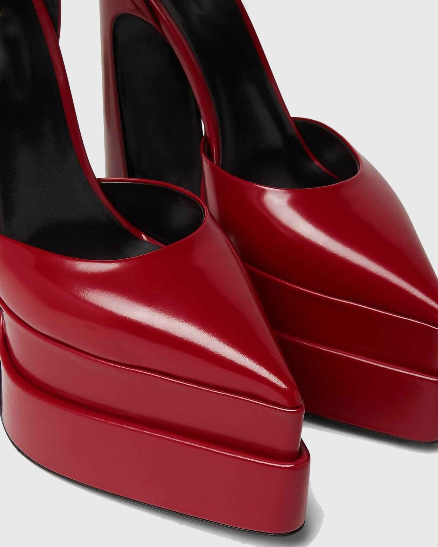 Lilla Leather Ankle Strap Platform Heels In Red