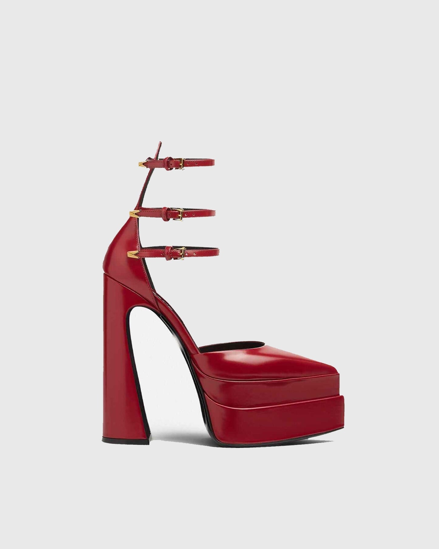 Lilla Leather Ankle Strap Platform Heels In Red