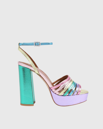 Lilly Rainbow Platform Sandals In Green
