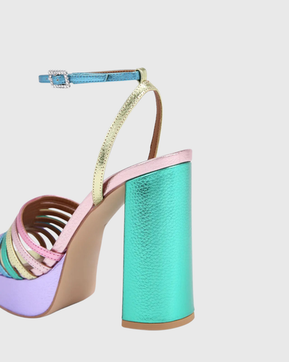 Lilly Rainbow Platform Sandals In Green