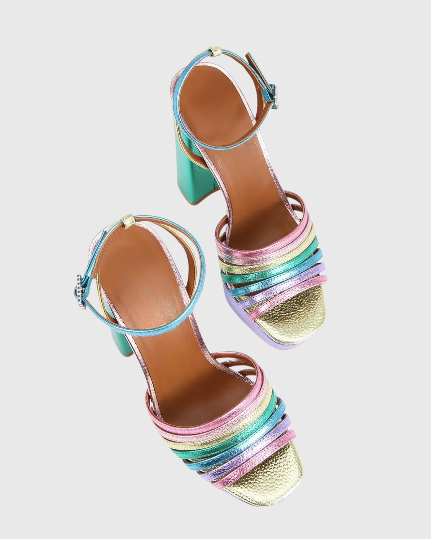Lilly Rainbow Platform Sandals In Green