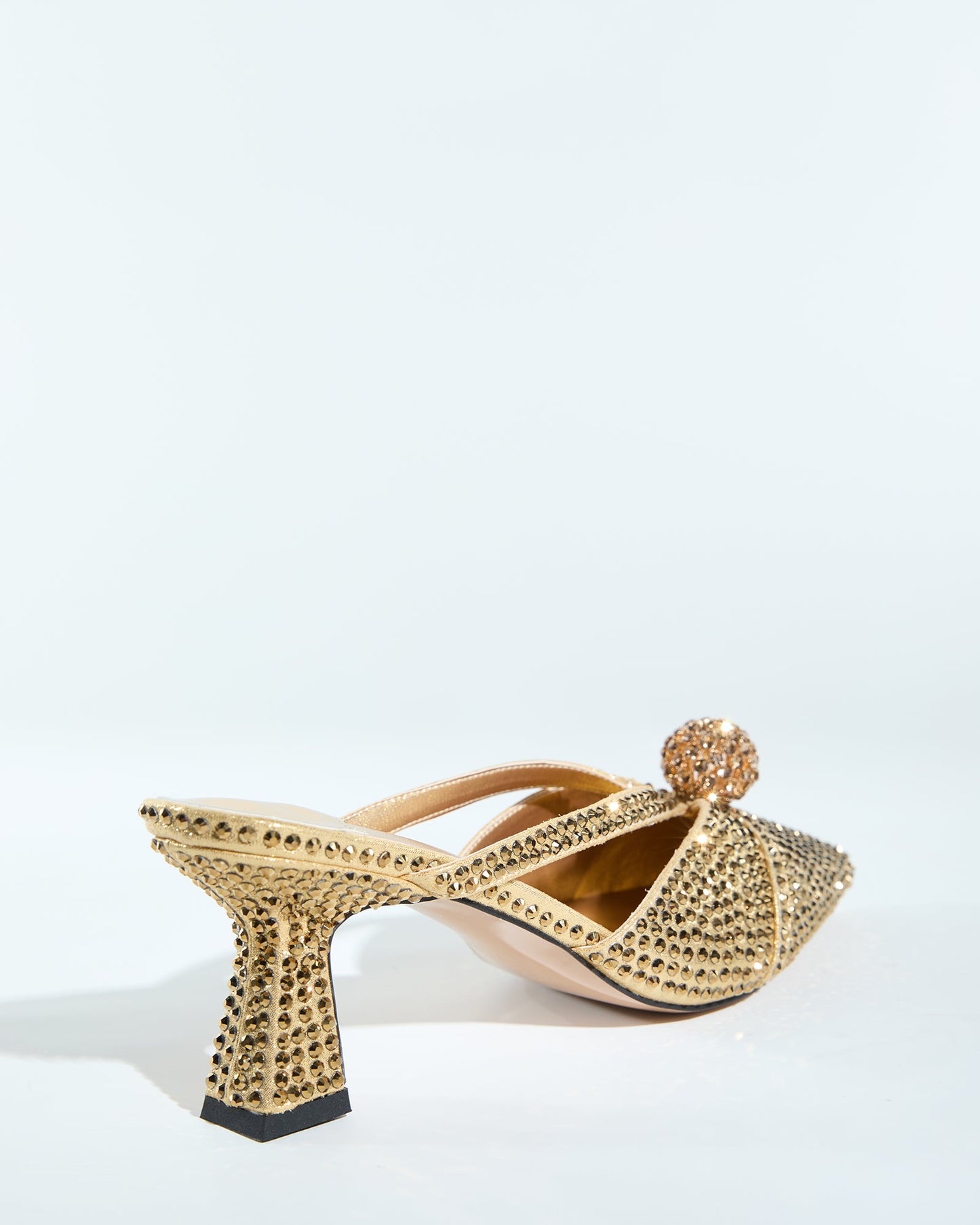 Liviana Bead Rhinestone Embellished Mules In Gold