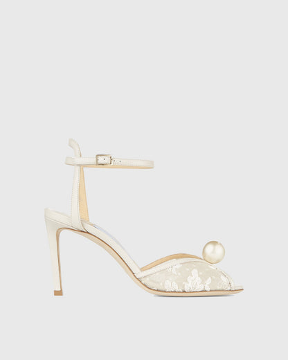 Liviana Pearl Lace Sandals In White
