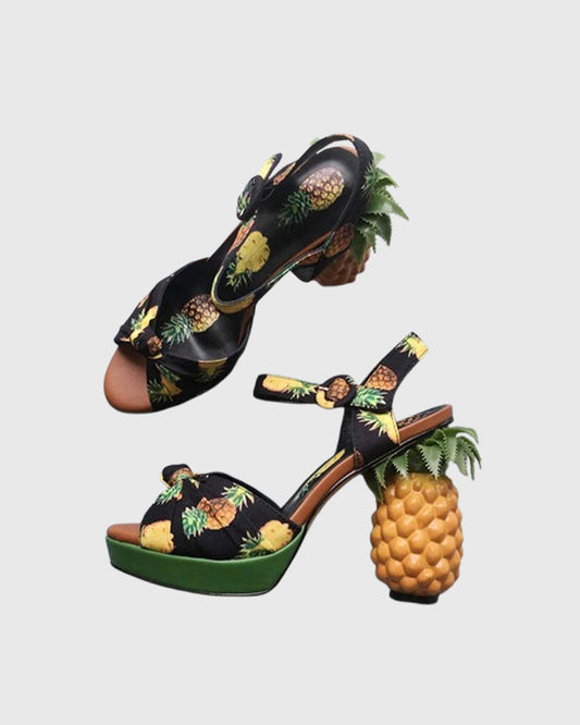 Lorena Pineapple Sandals In Black