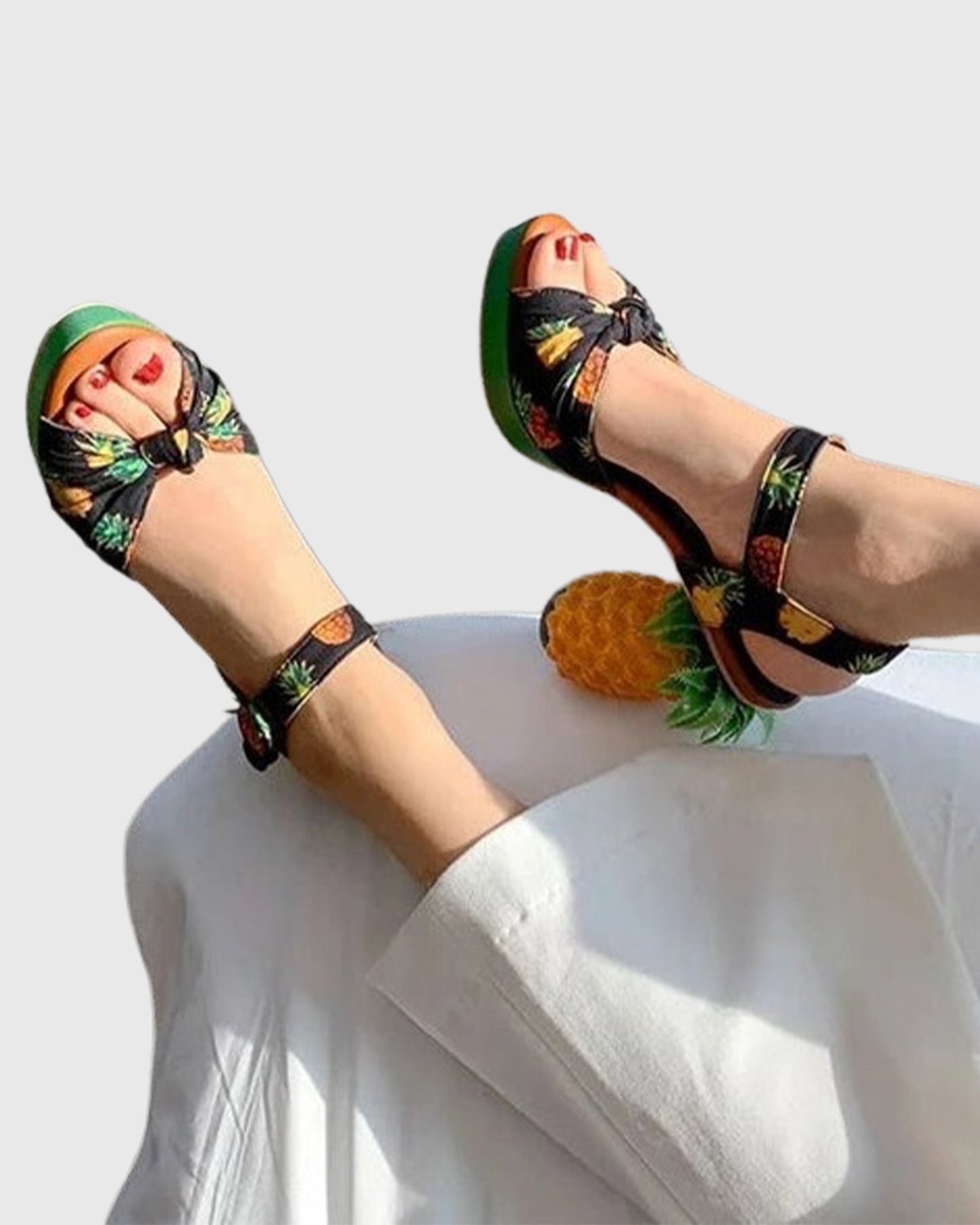 Lorena Pineapple Sandals In Black
