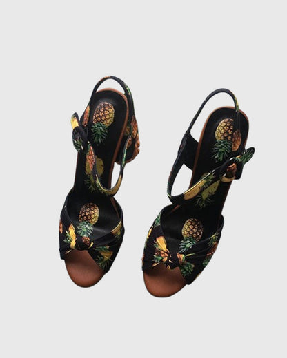 Lorena Pineapple Sandals In Black