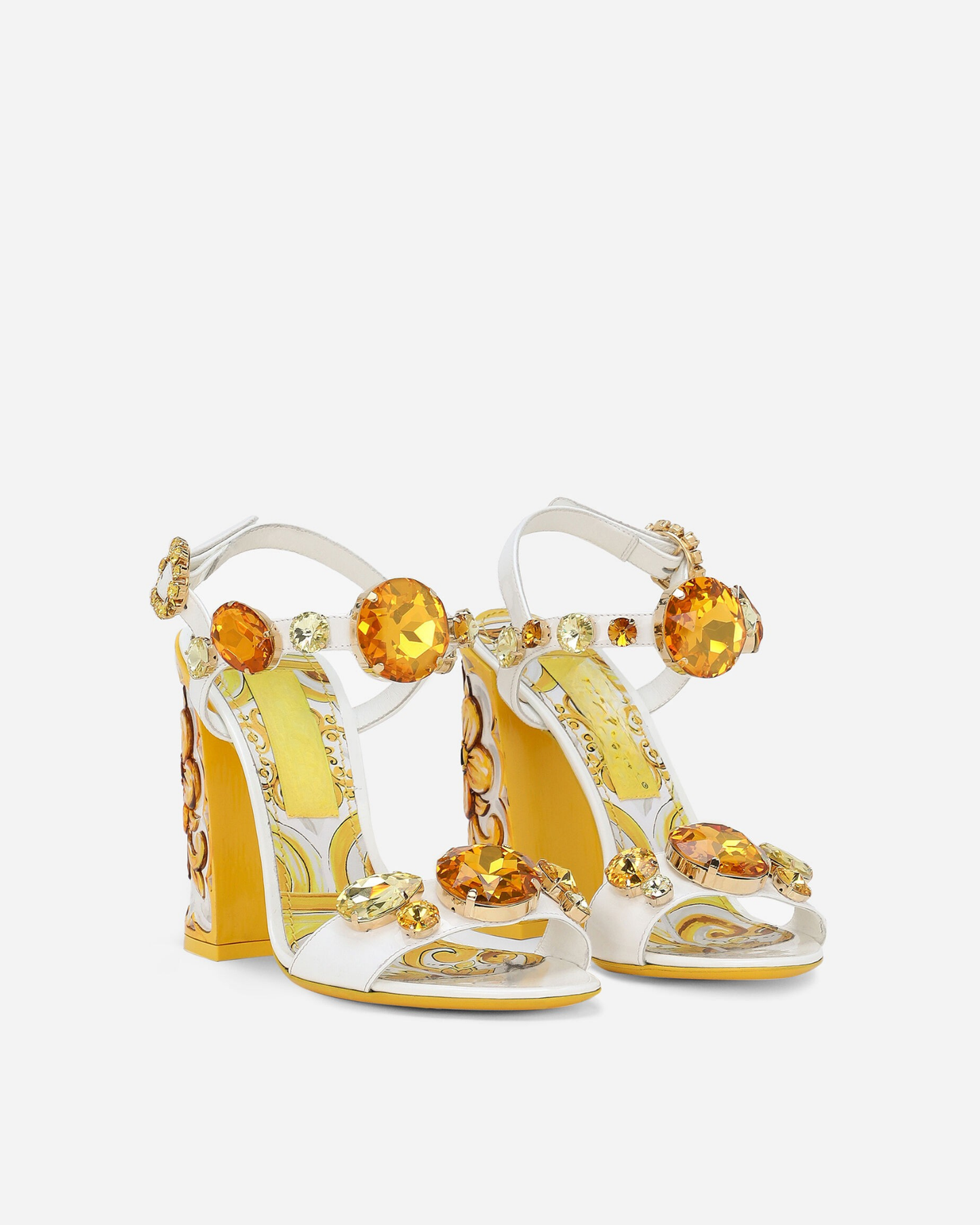 Loreto Flower Print Diamond Strap Sandals In Gold