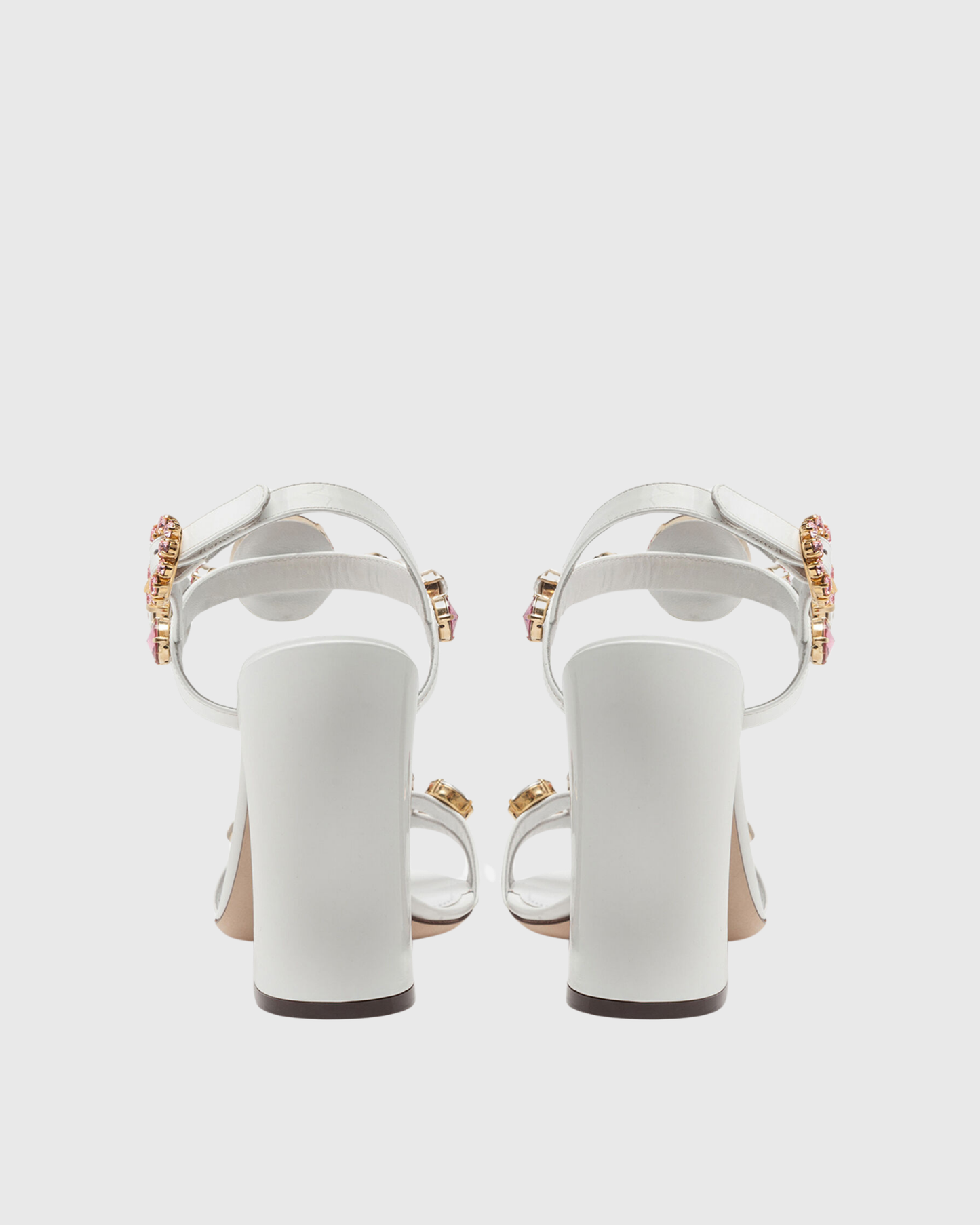 Loreto Flower Print Diamond Strap Sandals In White