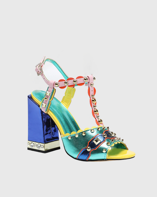 Loreto Multicolor Panel Embellished Sandals