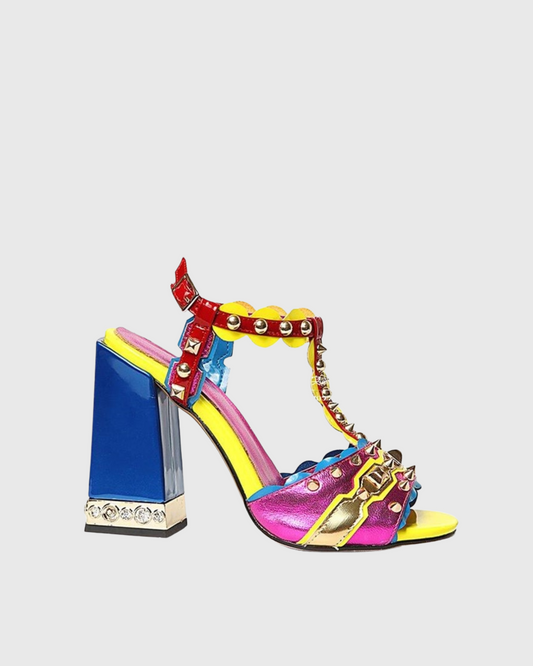 Loreto Rivet Strap Sandals In Multicolor
