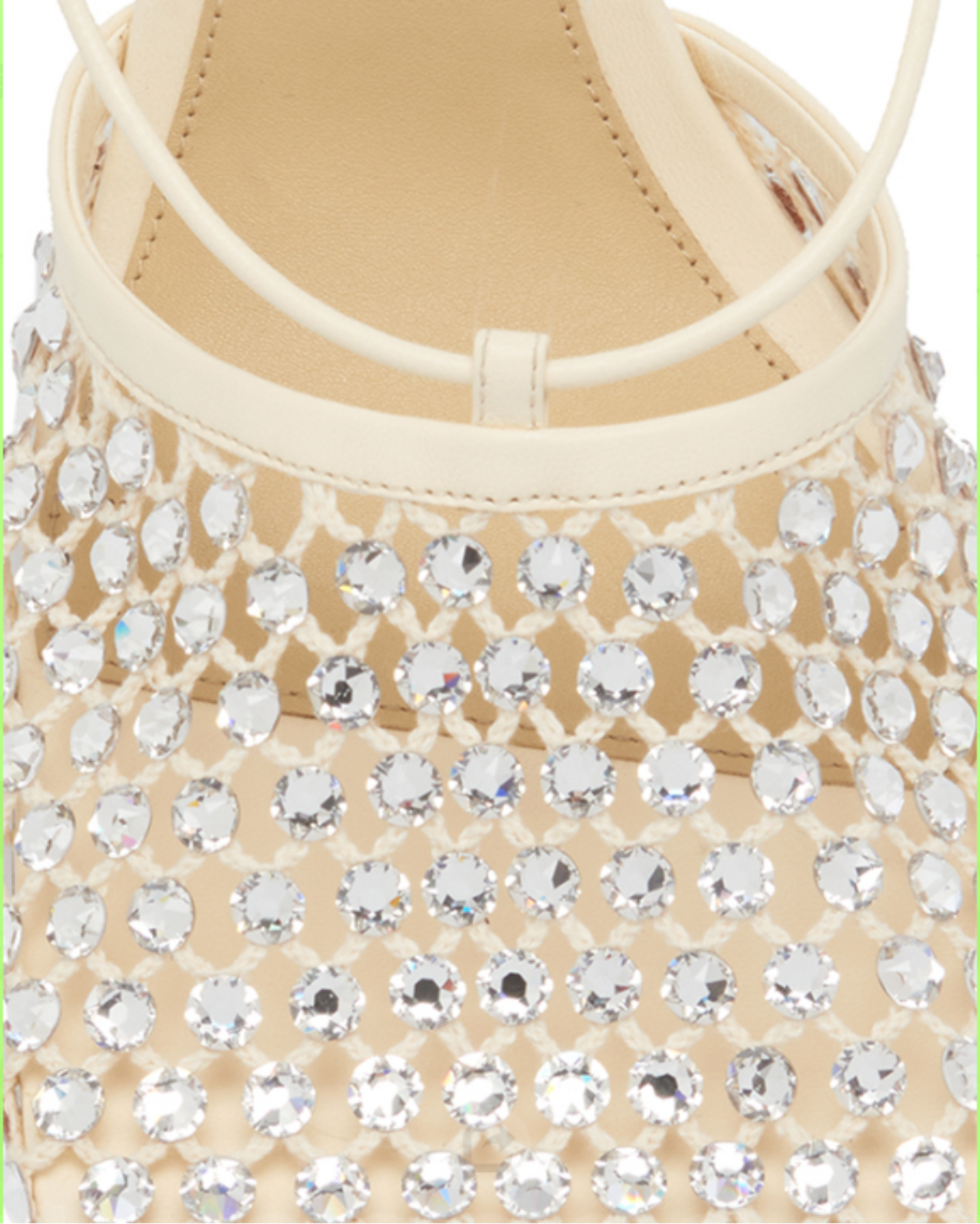 Luca Rhinestone Embellished Fishnet Lace up Pumps In Apricot