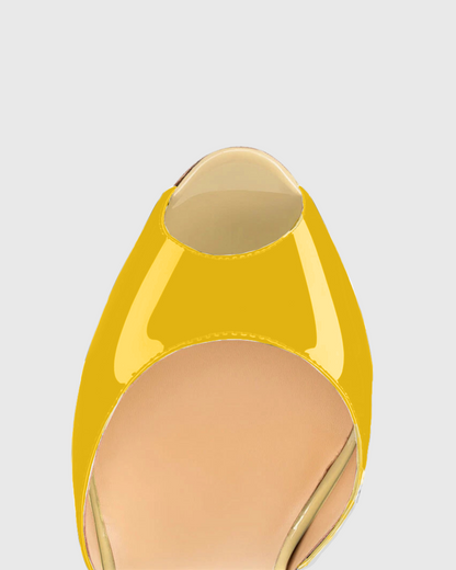 Lucy Leopard Print Splicing Sandals In Yellow