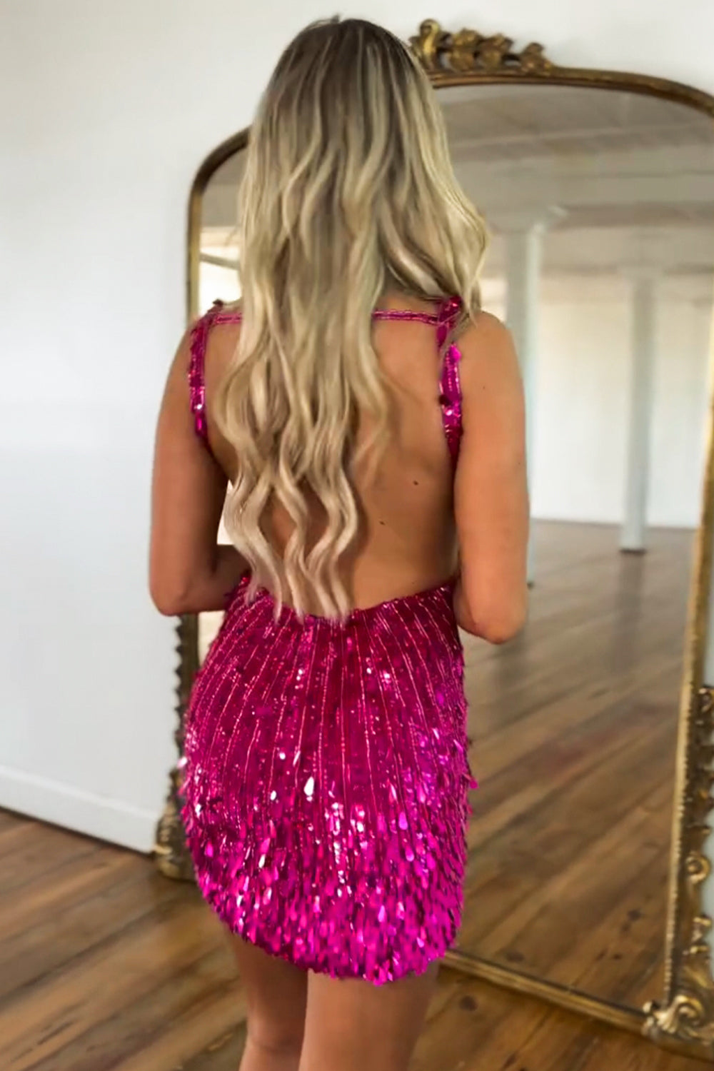 Luxurious Deep V-Neck Backless Short Tight Sequin Homecoming Dress