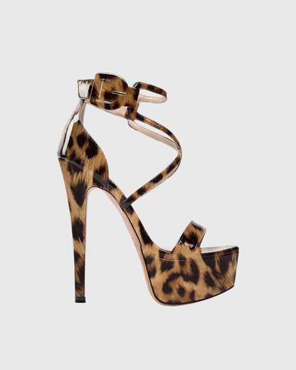 Lyla Leopard Print Cross Platform Sandals