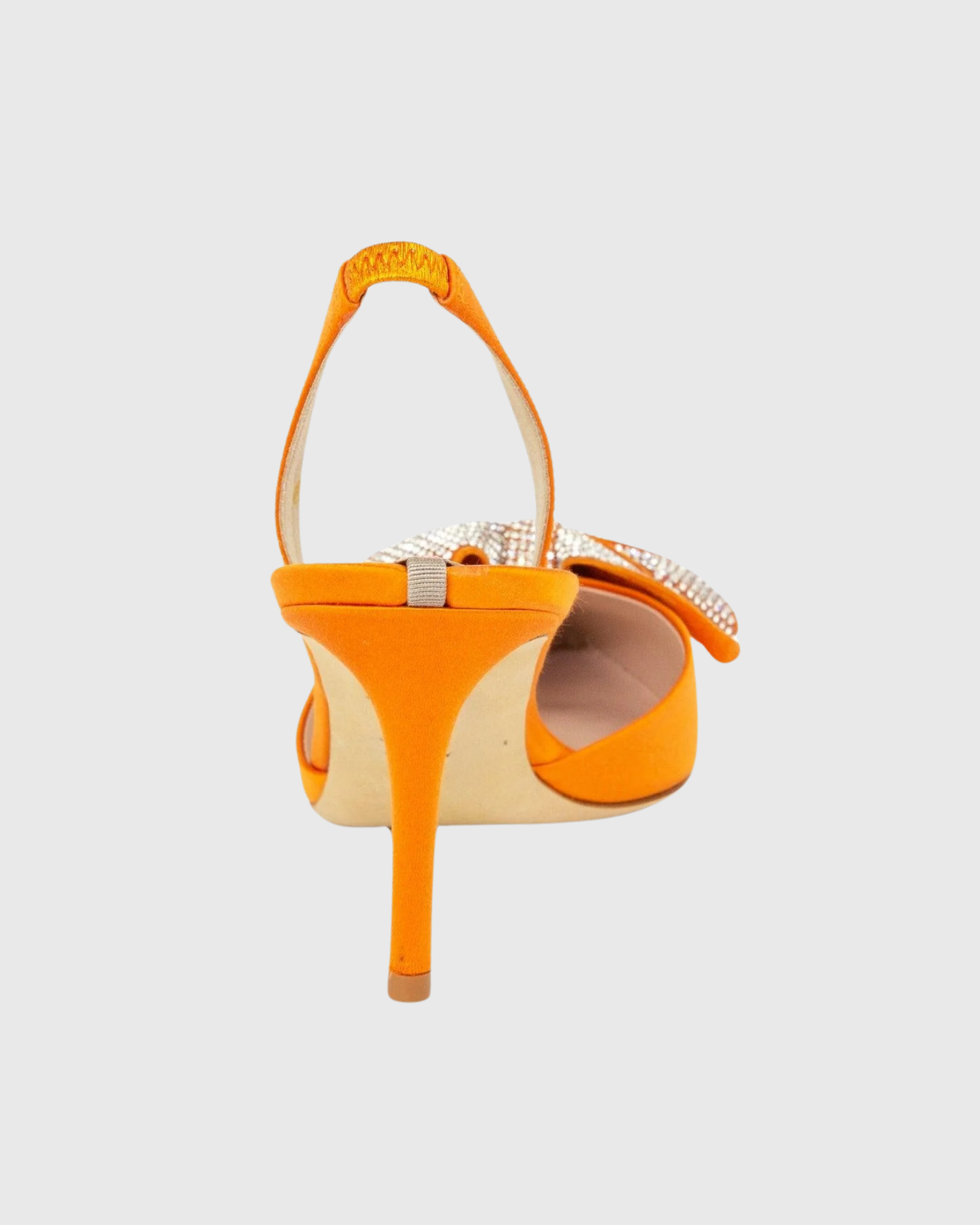 Lyra Rhinestone Bow Slingback Pumps In Orange