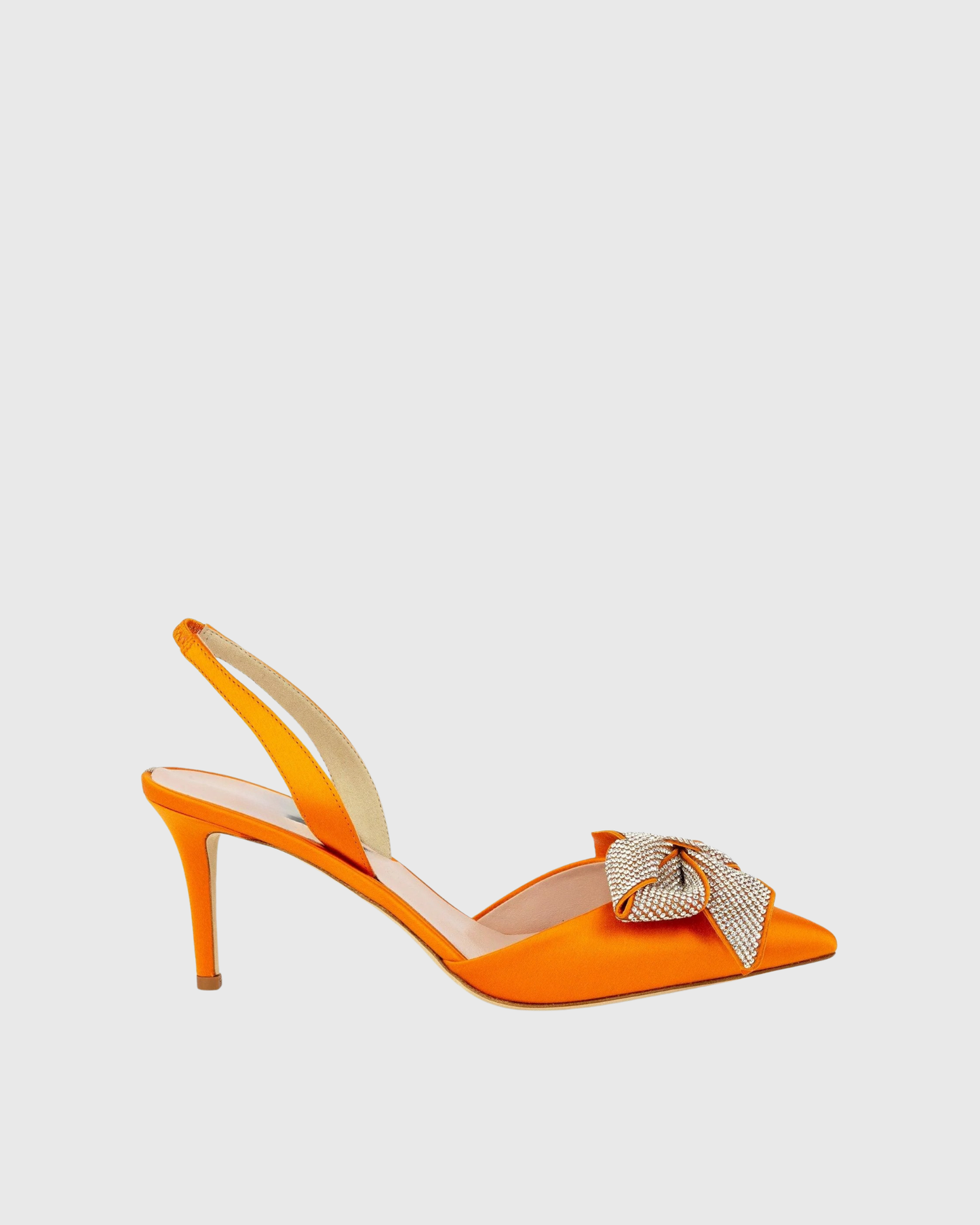 Lyra Rhinestone Bow Slingback Pumps In Orange