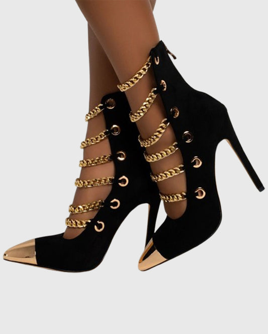 Marietta Chain Metal Toe Ankle Boots