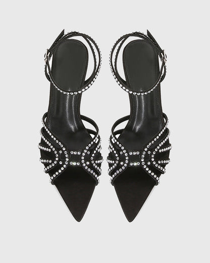 Marzia Rhinestone Ankle Strap Sandals
