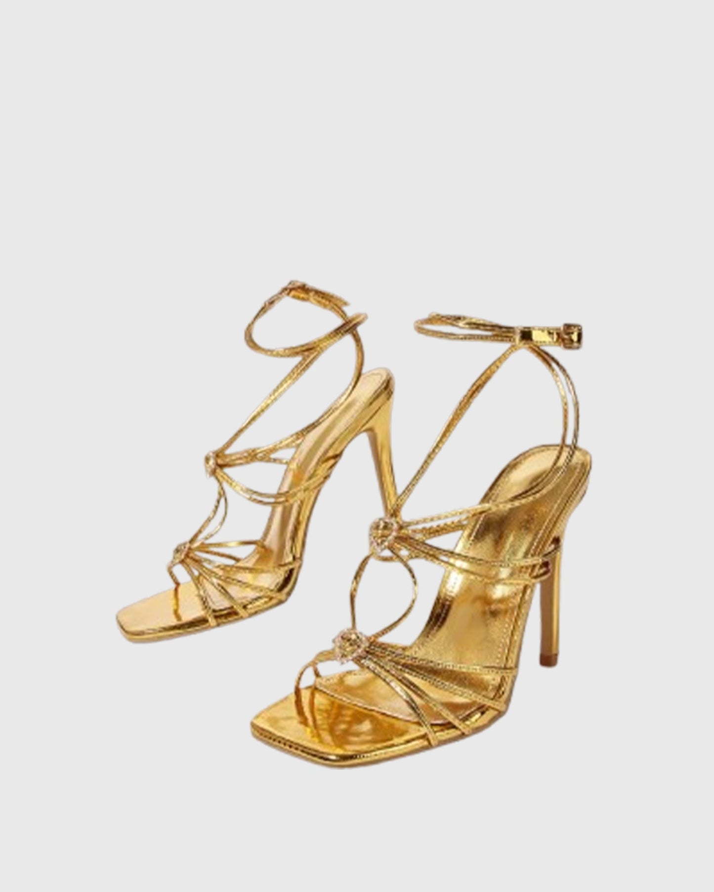 Maura Crystal Heart Lace Up Sandals In Gold