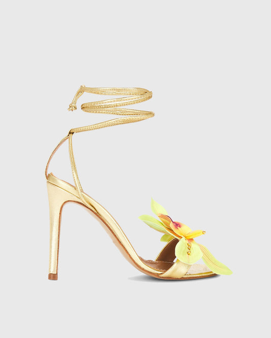 Maurizia Flower Lace up Sandals In Yellow