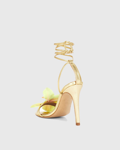 Maurizia Flower Lace up Sandals In Yellow