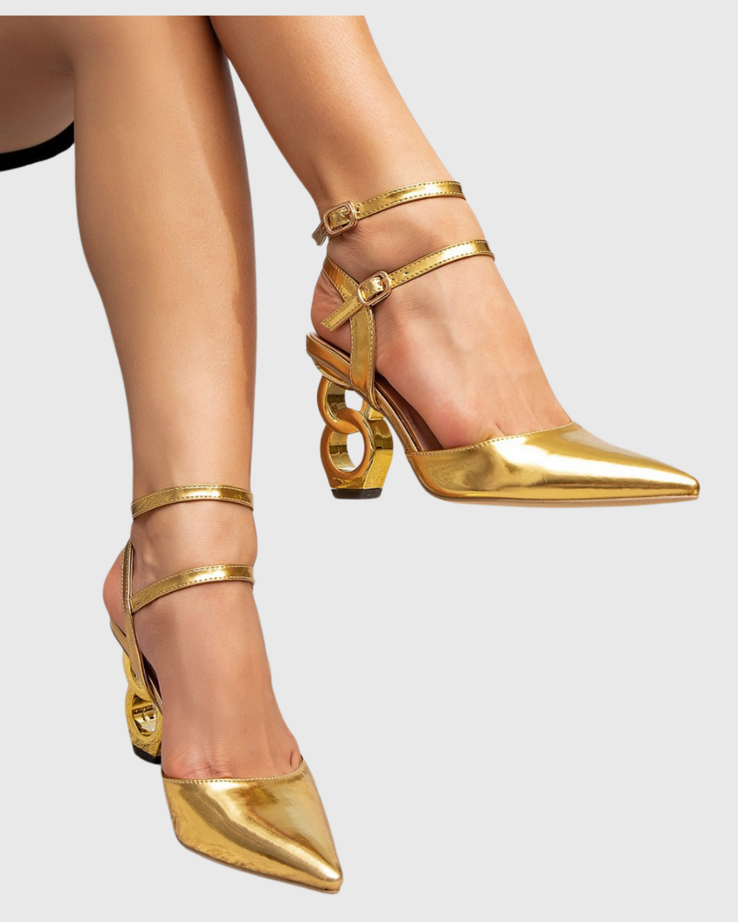 Mavis Metallic Chain Heels