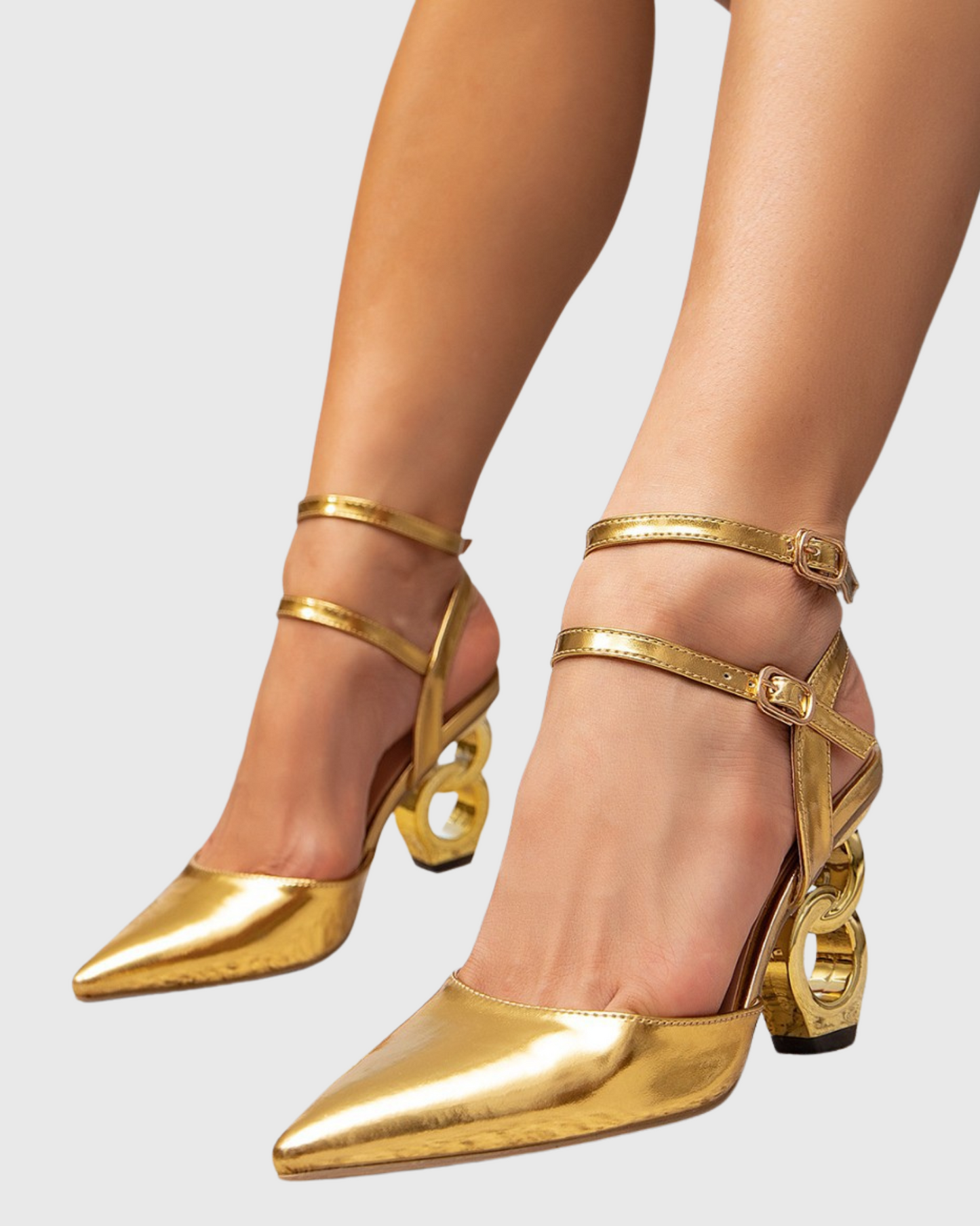Mavis Metallic Chain Heels