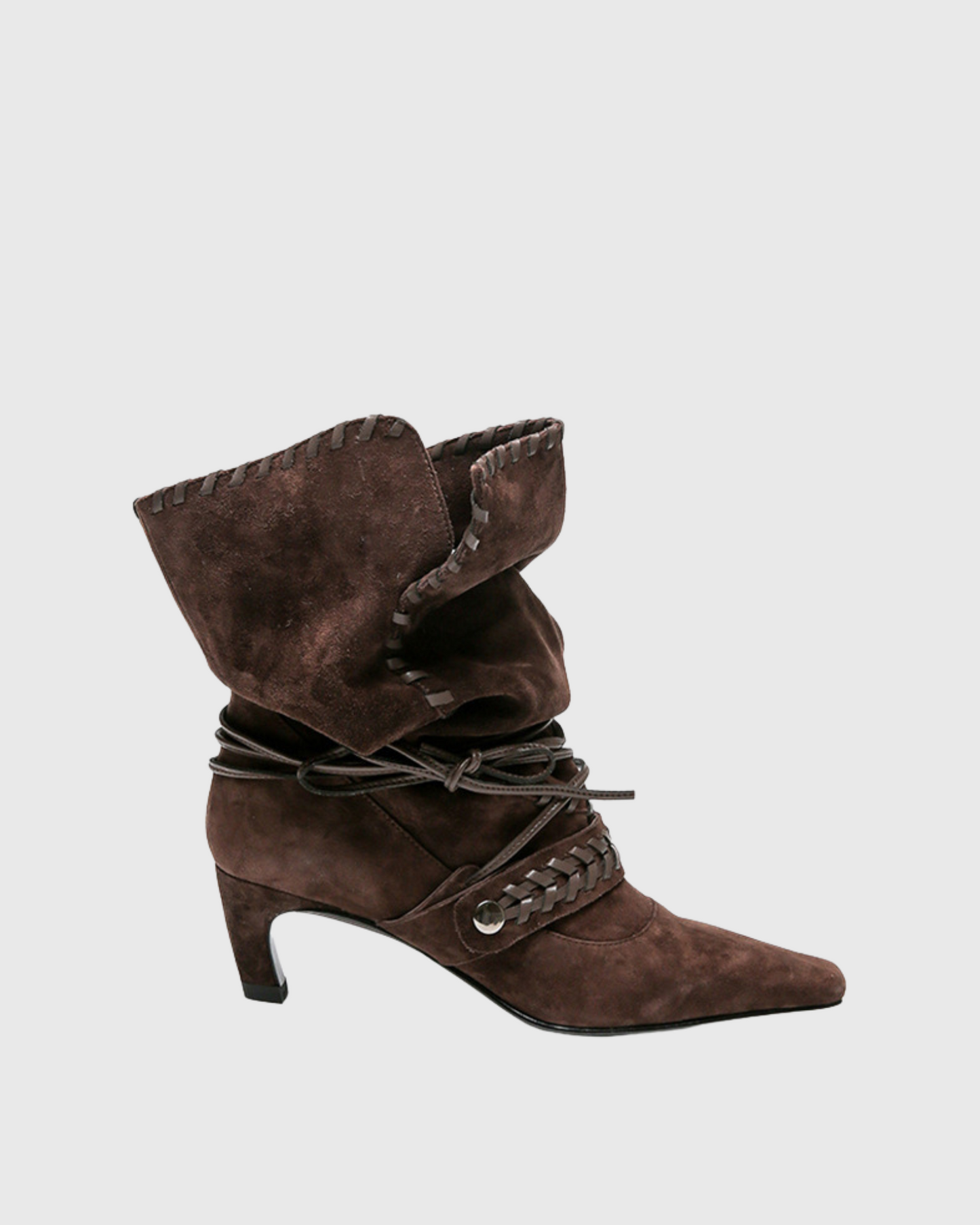 Mazzi Faux Suede Woven Boho Boots In Chocolate