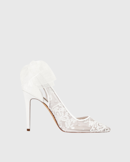Meril Lace Bow Pumps In White