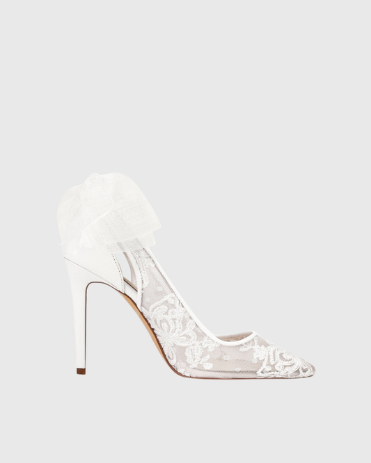 Meril Lace Bow Pumps In White
