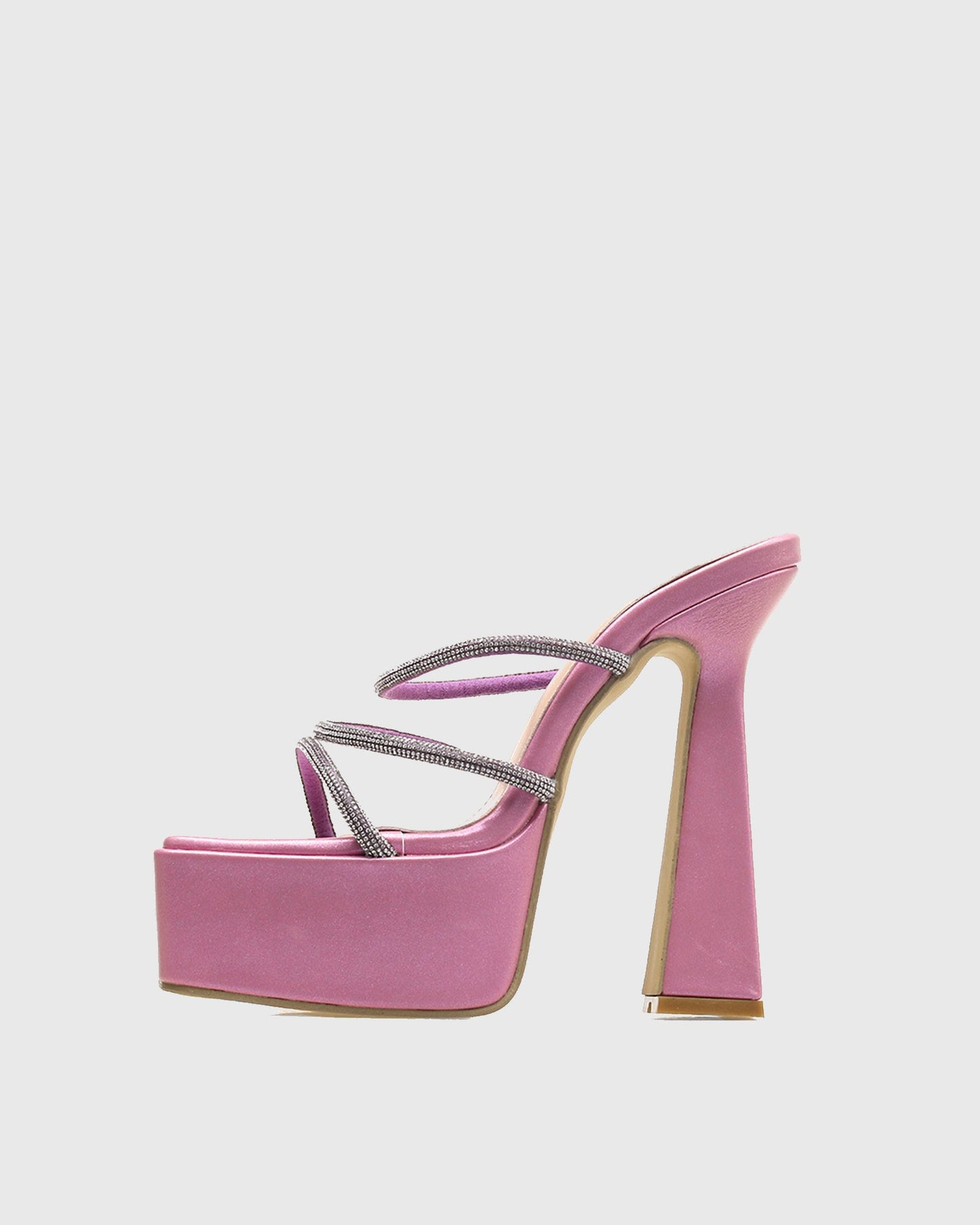 Micol Rhinestone Platform Slippers In Pink