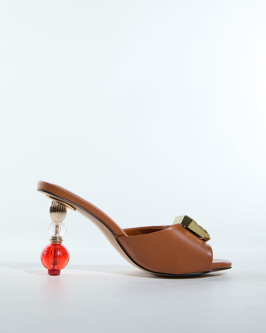 Milan Diamond Beads Heels In Brown