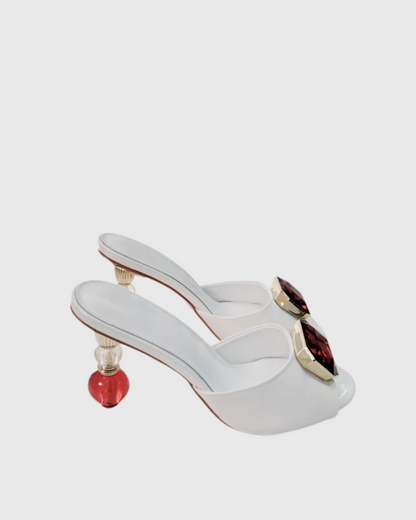 Milan Diamond Beads Heels In White