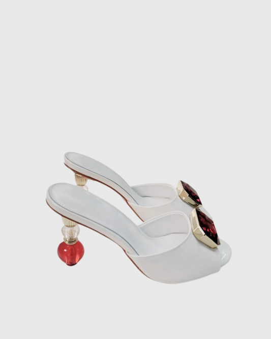 Milan Diamond Beads Heels In White