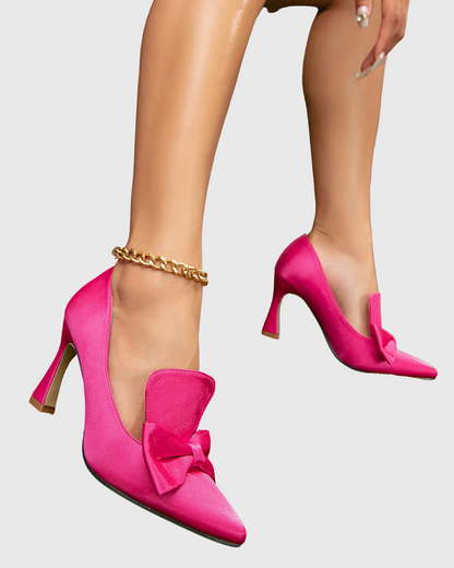 Minnie Bow Vintage Pumps In Hot Pink
