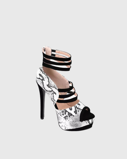 Mira Snake Print Strap Platform Sandals
