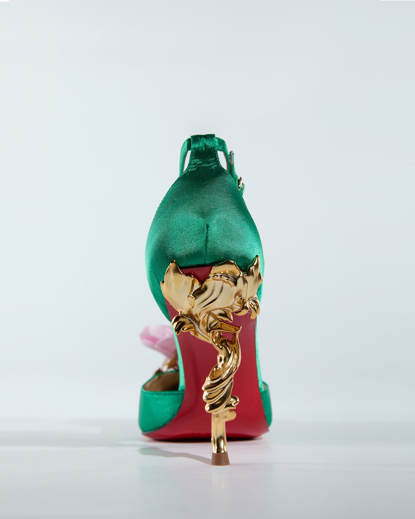 Mya 3D Flower Sculptural Heels In Green