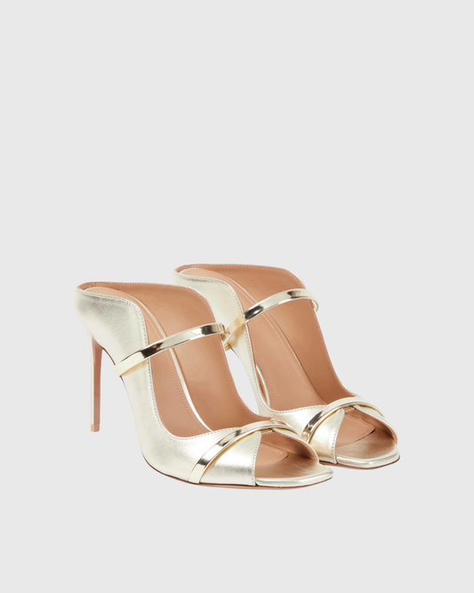 Narcisa Metal Ring Satin Heels In Champagne
