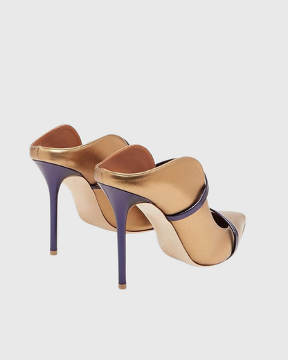 Narcisa Metal Ring Satin Pumps In Gold