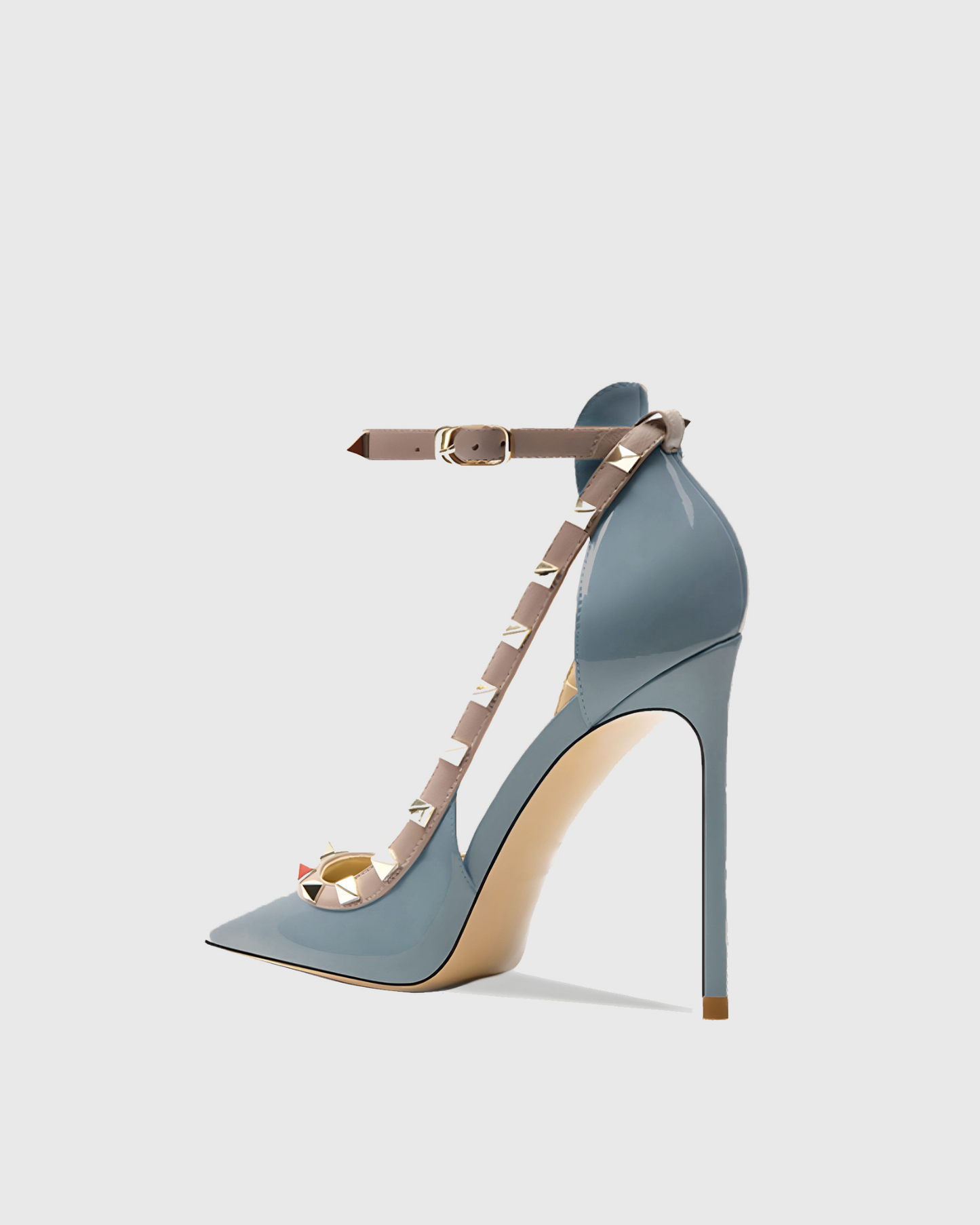 Nella Rivet Embellished Strap Cutout Pumps In Blue